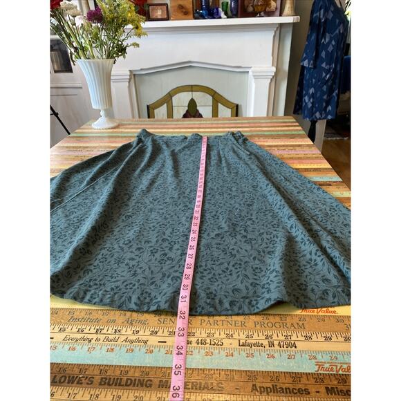 Vintage LL Bean L Petite Skirt A-Line Midi Below Knee Retro Elastic Waist Floral - Picture 10 of 12